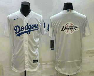 Mens Los Angeles Dodgers Big Logo White Flex Base Stitched Jersey
